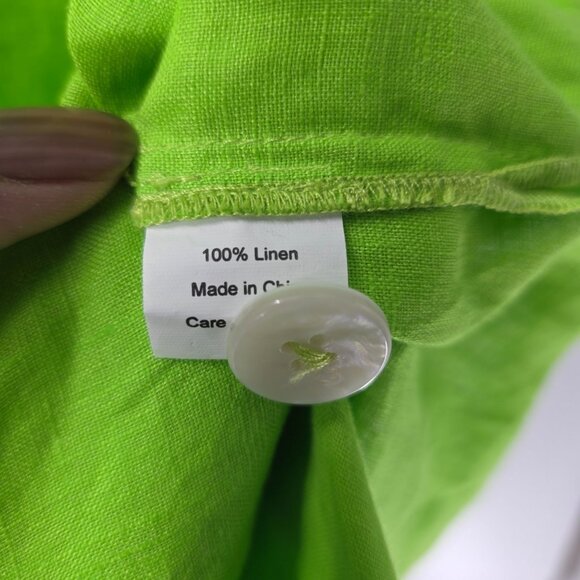 Hiho Sophia Dress Lime Green Linen Shirt Dress S - Picture 5 of 10